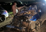 Uno de los vehículos involucrados en el accidente.