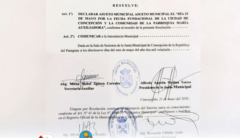 Parte de la Resolución Municipal.