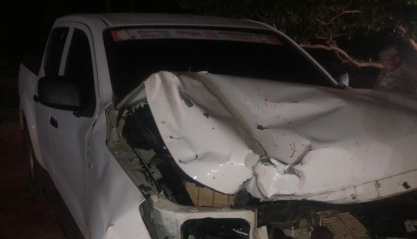 Estado en que quedó la camioneta involucrada en el choque