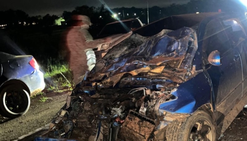 Uno de los vehículos involucrados en el accidente.